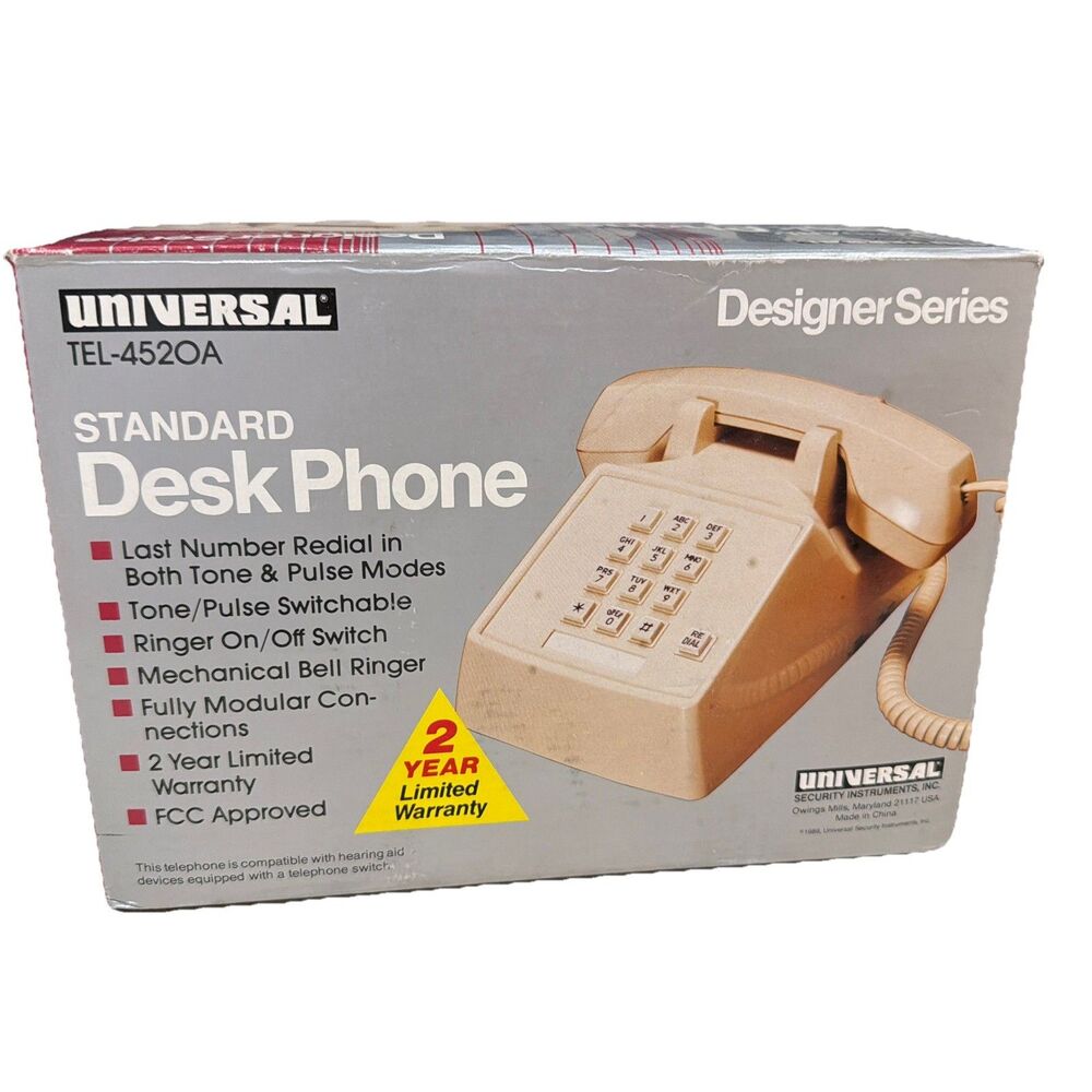 VTG Push Button Touch Tone Desk Telephone 1980s New in Box!Universal TEL-4520A